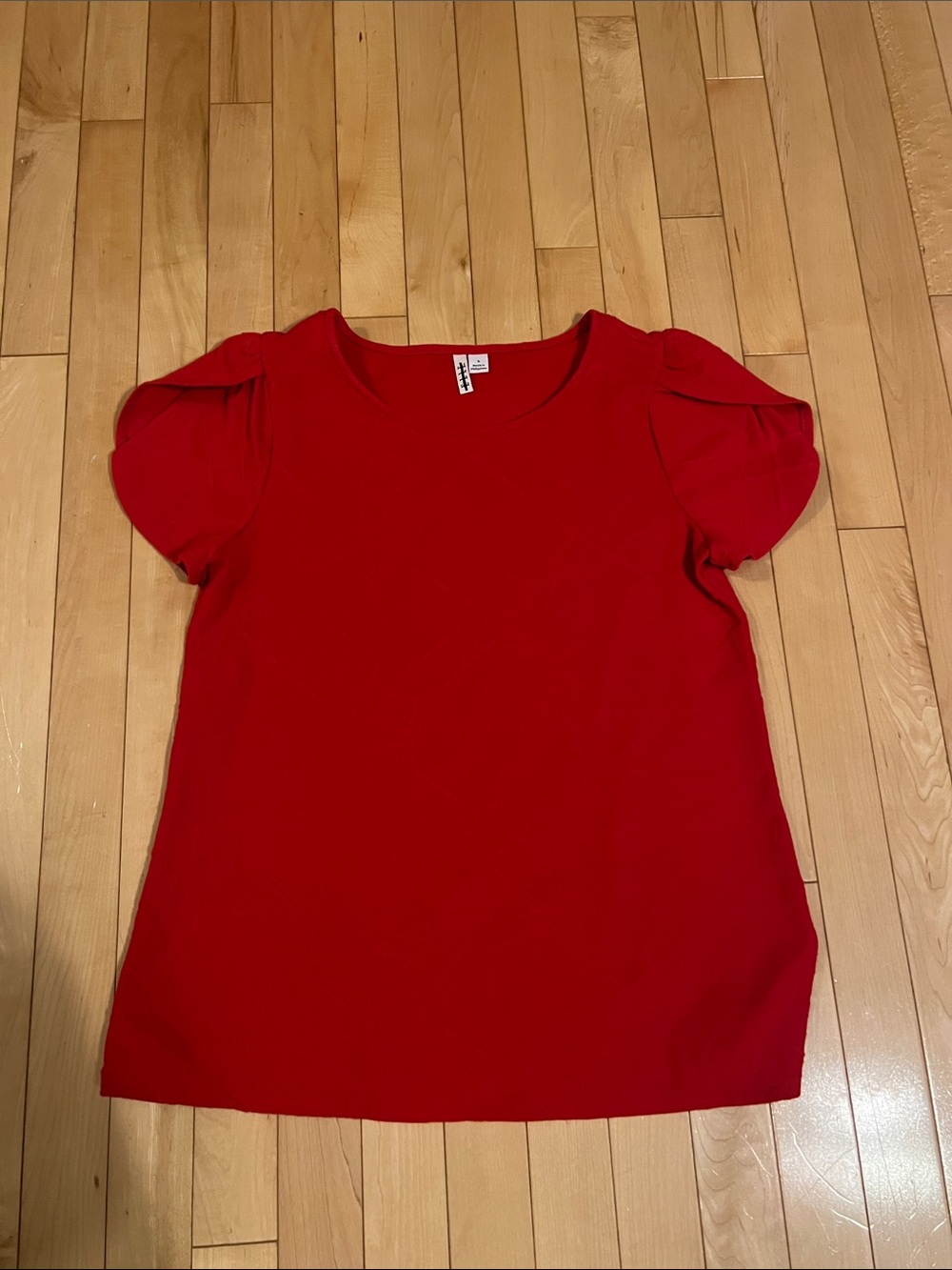 Red Puff Sleeve Tee Elle Size Small
